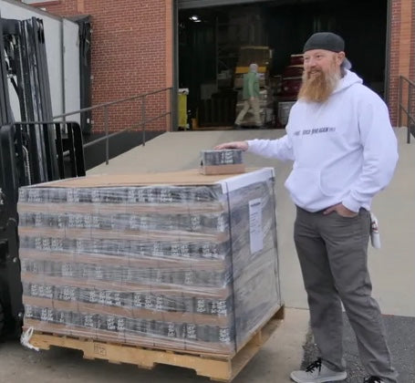 A pallet of cold brew coffee ready for business.